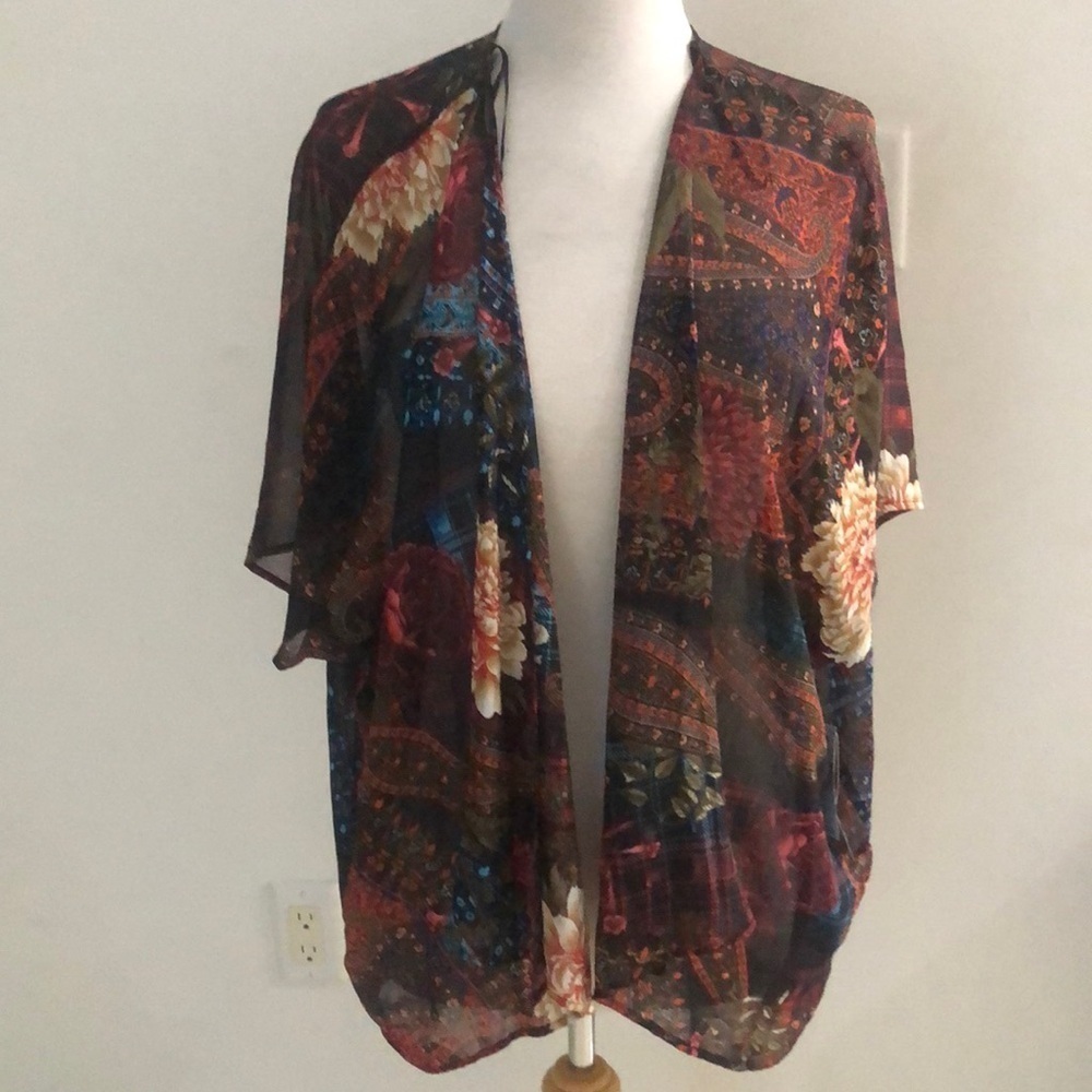 AGB Dress Kimono Blue/Black/Red Size 8
